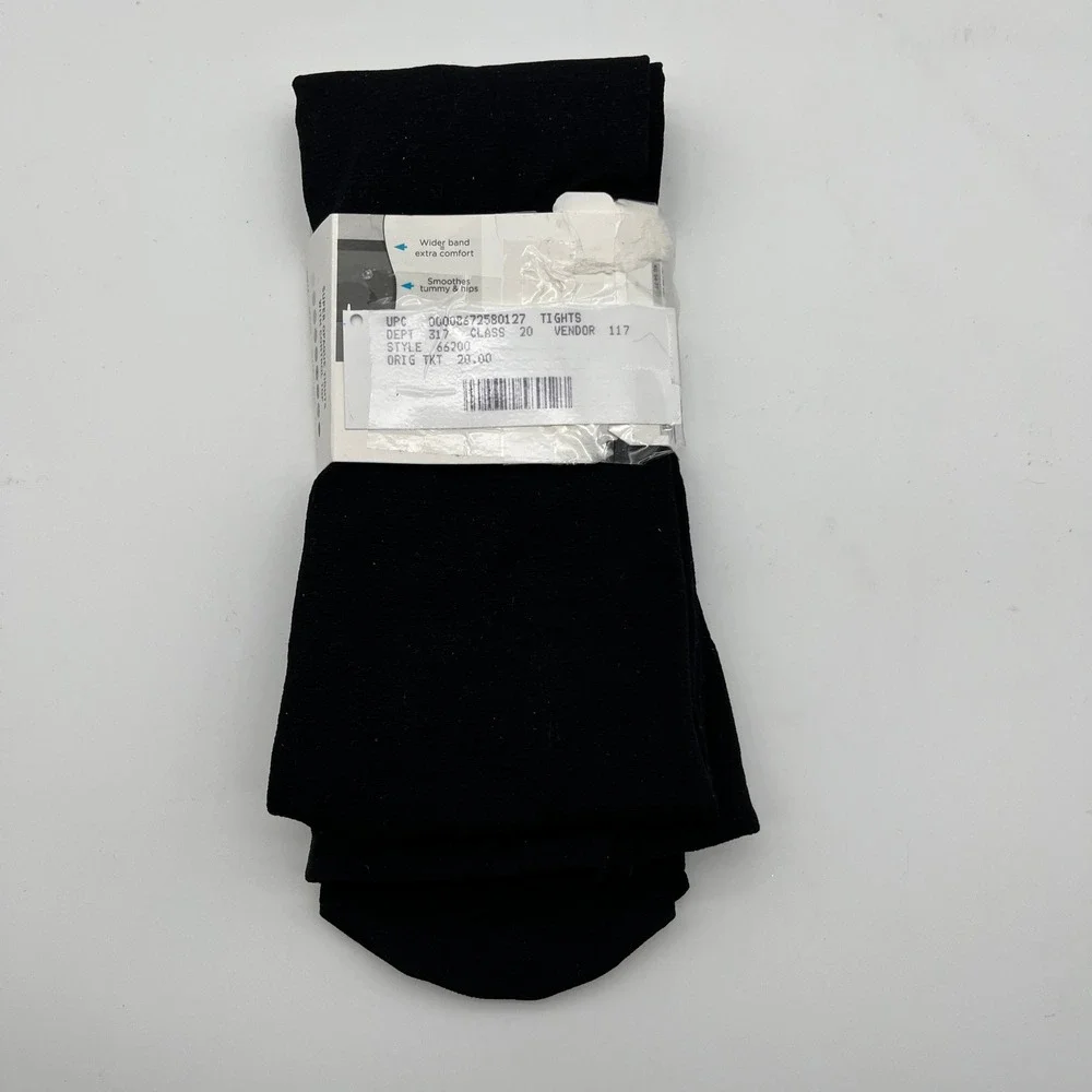 HUE Tights Womens Size 3 Black Super Opaque Control Top 66200 Hosiery Legwear